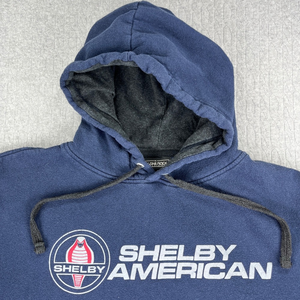 Vintage Shelby Cobra mustang Racing American Hoodie Mens‎ XL Blue  Sweatshirt